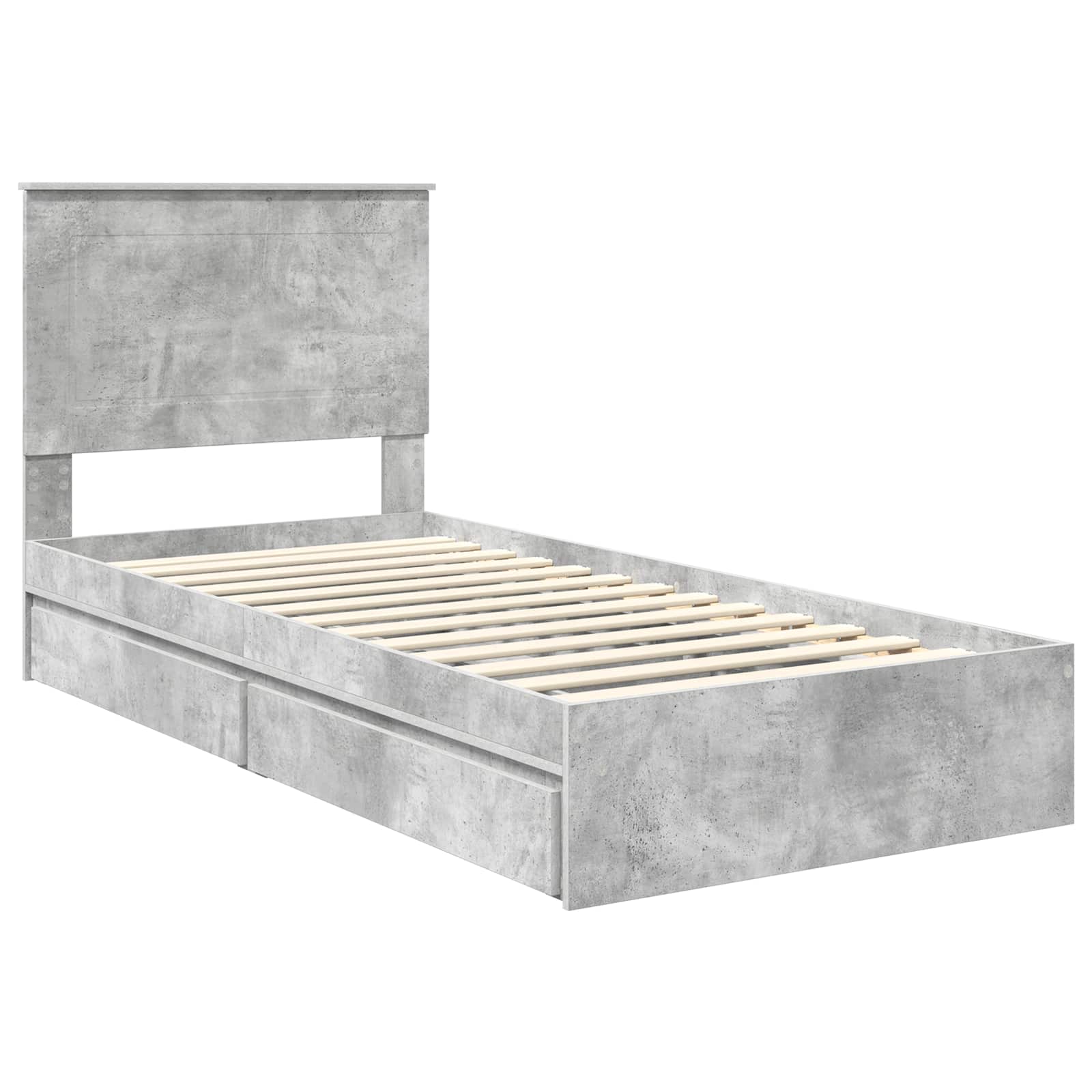 Letto con Contenitore con testiera Grigio cemento 75 x 190 cm | homemem39