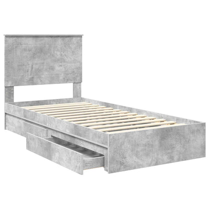Letto con Contenitore con testiera Grigio cemento 75 x 190 cm | homemem39