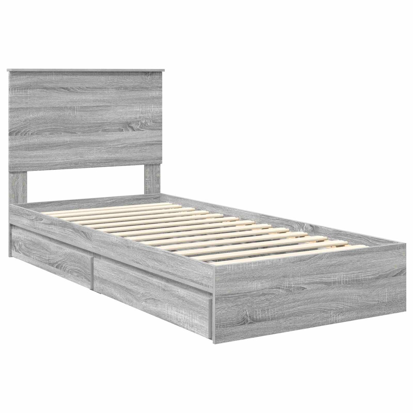 Letto con Contenitore con testiera Grigio Sonoma 75 x 190 cm | homemem39