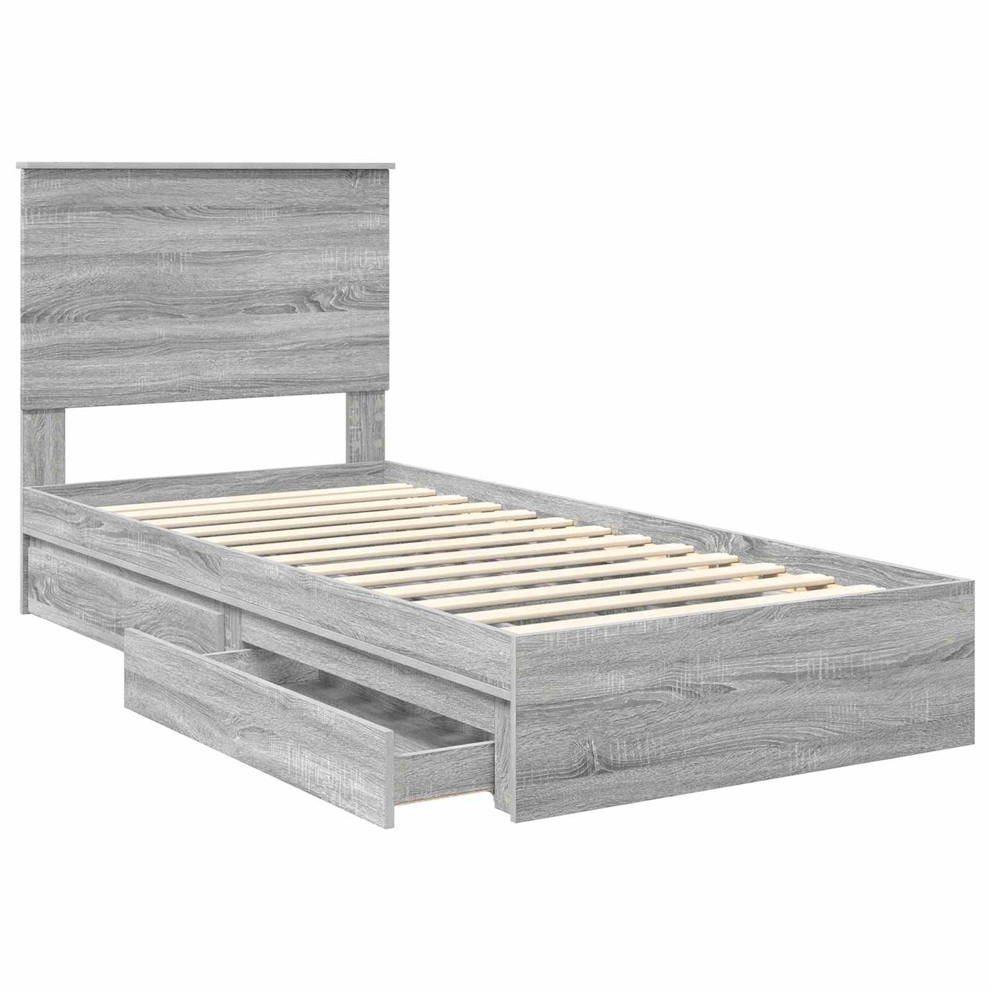Letto con Contenitore con testiera Grigio Sonoma 75 x 190 cm | homemem39