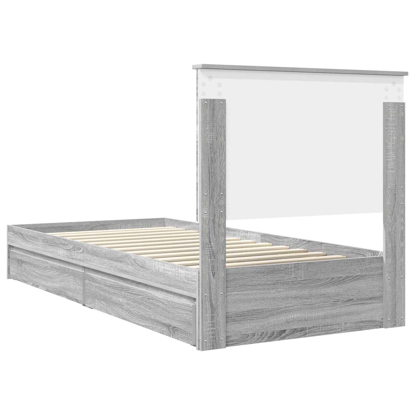 Letto con Contenitore con testiera Grigio Sonoma 75 x 190 cm | homemem39