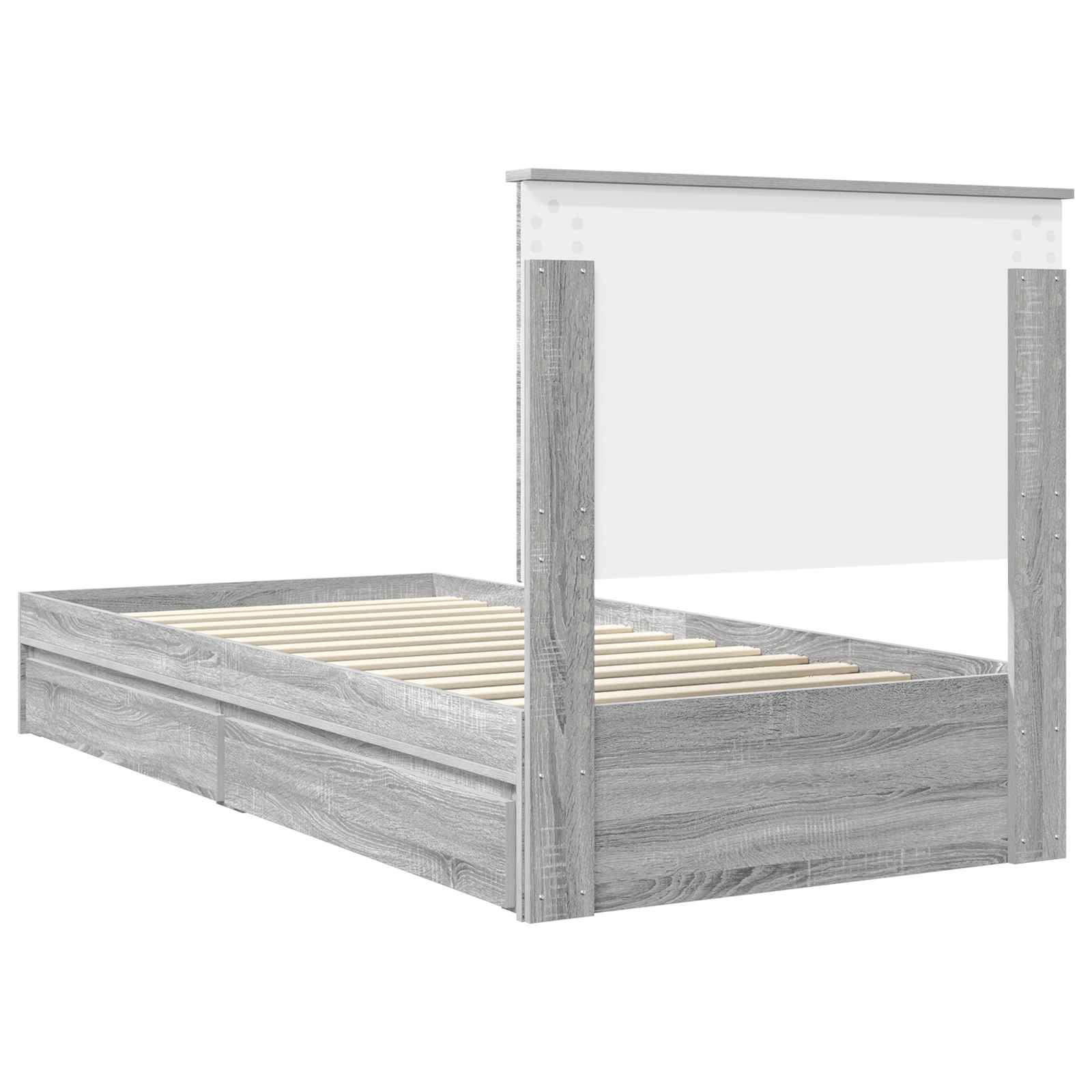 Letto con Contenitore con testiera Grigio Sonoma 75 x 190 cm | homemem39