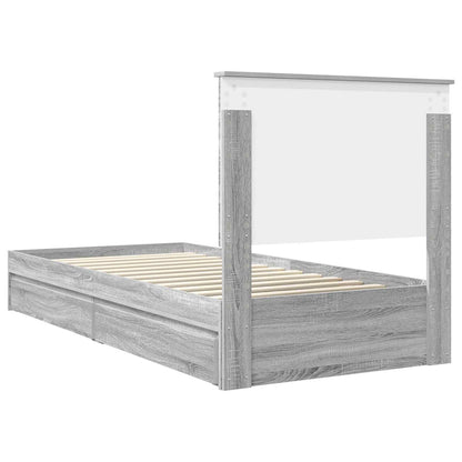 Letto con Contenitore con testiera Grigio Sonoma 75 x 190 cm | homemem39