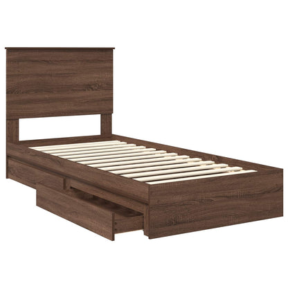 Letto con Contenitore con testiera Rovere Marrone 75 x 190 cm | homemem39