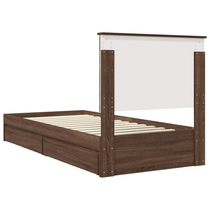 Letto con Contenitore con testiera Rovere Marrone 75 x 190 cm | homemem39