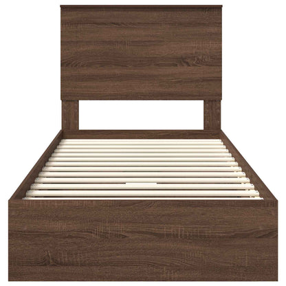 Letto con Contenitore con testiera Rovere Marrone 75 x 190 cm | homemem39