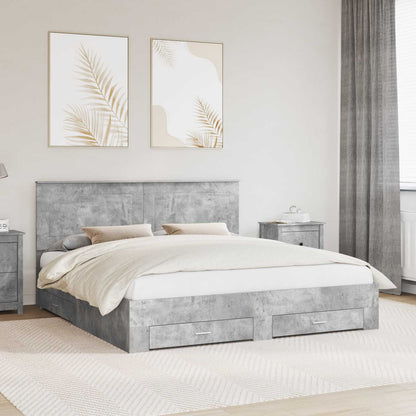 Struttura del letto con testiera Grigio cemento 200 x 200 cm