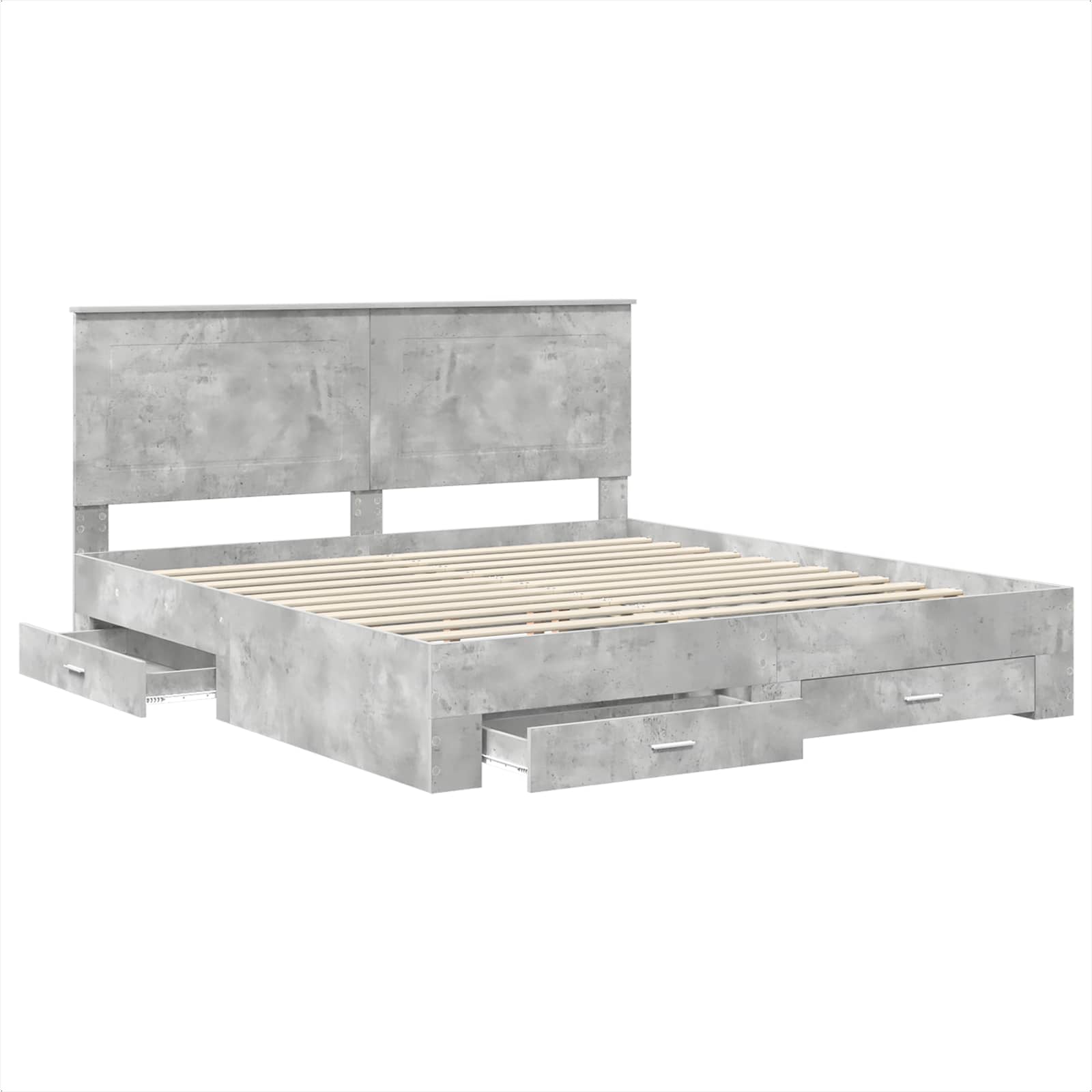 Struttura del letto con testiera Grigio cemento 200 x 200 cm | homemem39