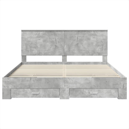 Struttura del letto con testiera Grigio cemento 200 x 200 cm | homemem39