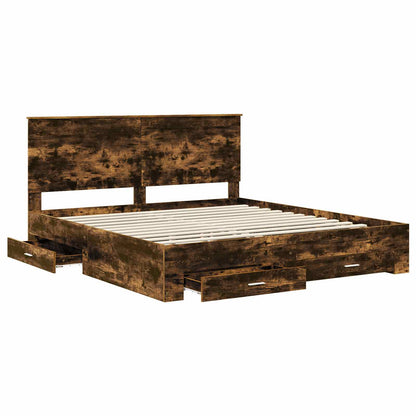 Struttura del letto Rovere fumé 200 x 200 cm Legno multistrato | homemem39