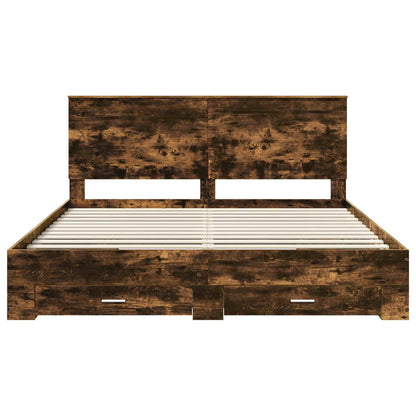 Struttura del letto Rovere fumé 200 x 200 cm Legno multistrato | homemem39