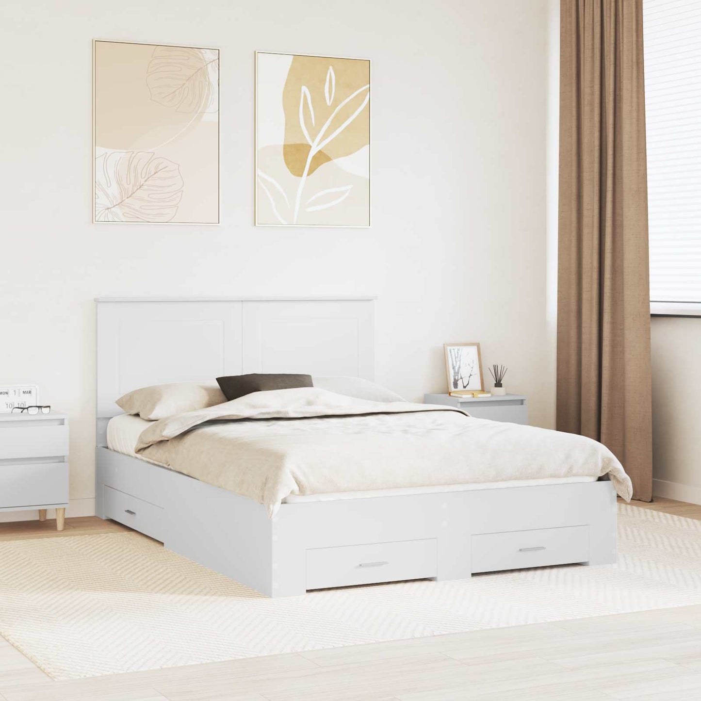 Struttura del letto Bianco 160 x 200 cm Legno multistrato | homemem39