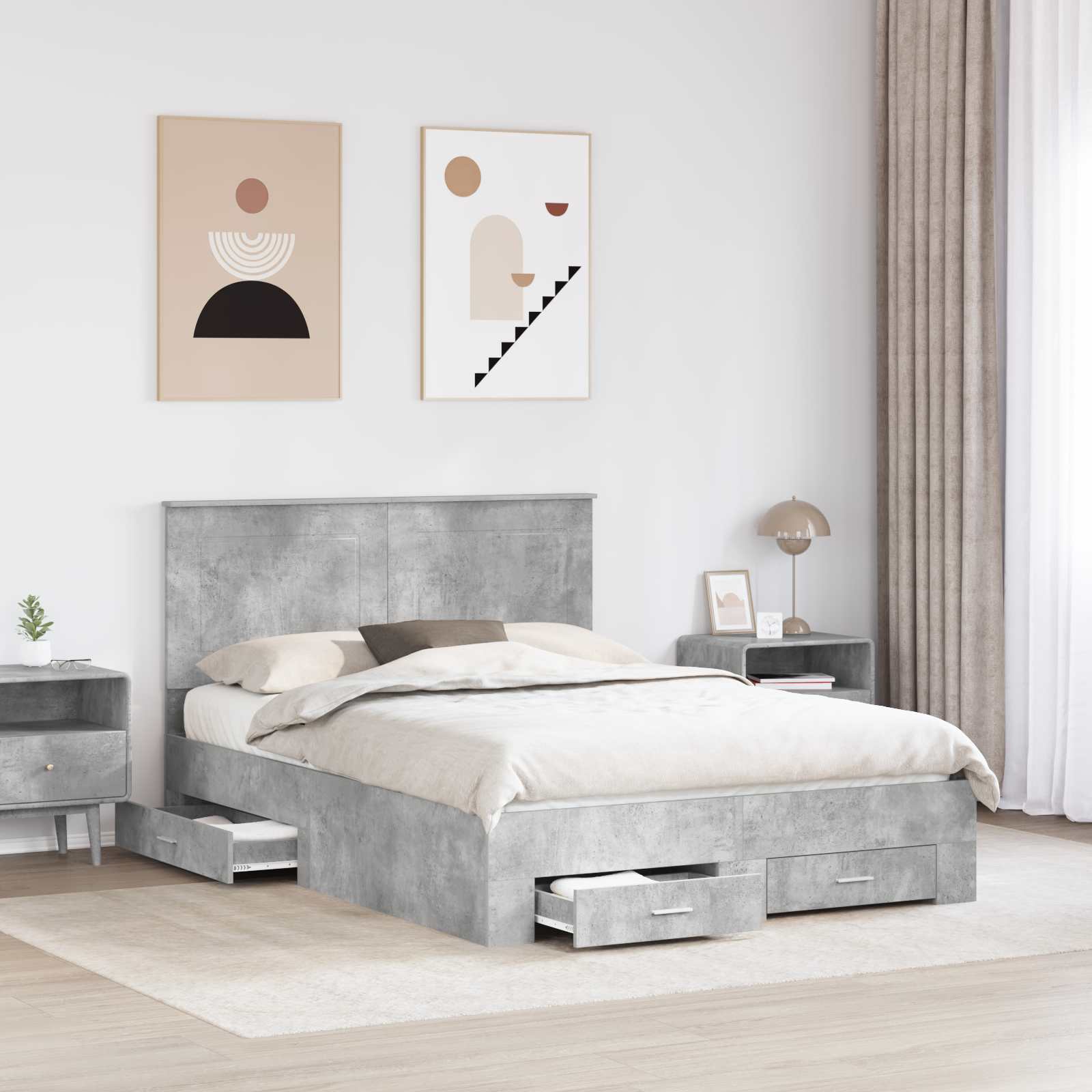 Struttura del letto con testiera Grigio cemento 160 x 200 cm | homemem39