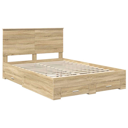 Struttura del letto con testiera Rovere Sonoma 150 x 200 cm | homemem39