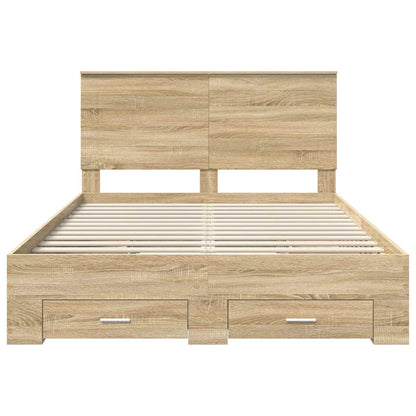 Struttura del letto con testiera Rovere Sonoma 150 x 200 cm | homemem39