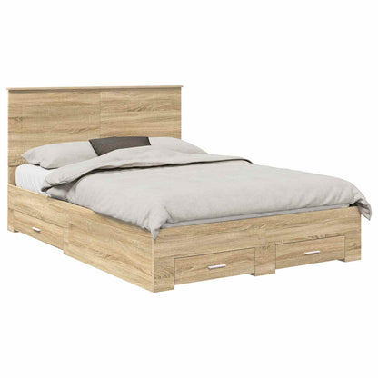 Struttura del letto con testiera Rovere Sonoma 140 x 190 cm | homemem39