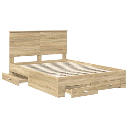 Struttura del letto con testiera Rovere Sonoma 140 x 190 cm | homemem39
