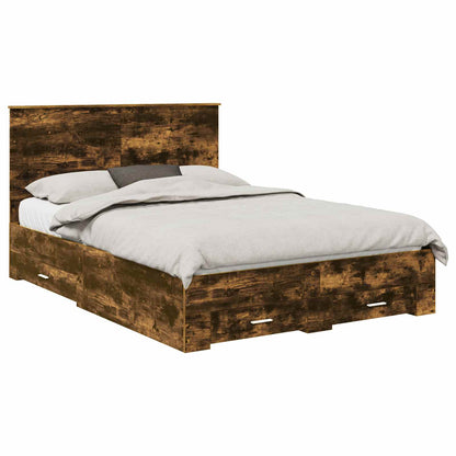 Struttura del letto Rovere fumé 140 x 190 cm Legno multistrato | homemem39