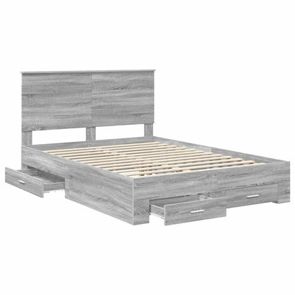 Struttura del letto con testiera Grigio Sonoma 140 x 190 cm | homemem39