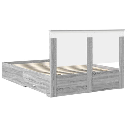 Struttura del letto con testiera Grigio Sonoma 140 x 190 cm | homemem39