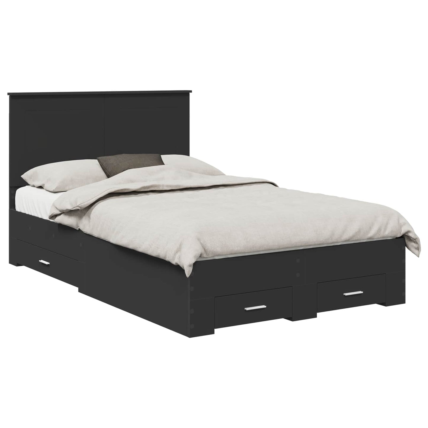 Struttura del letto Nero 135 x 190 cm Legno multistrato | homemem39
