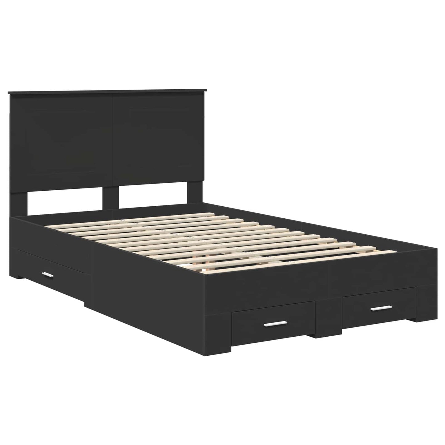 Struttura del letto Nero 135 x 190 cm Legno multistrato | homemem39