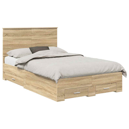 Struttura del letto con testiera Rovere Sonoma 135 x 190 cm | homemem39