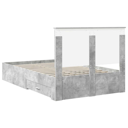Struttura del letto con cassetto Grigio cemento 135 x 190 cm | homemem39