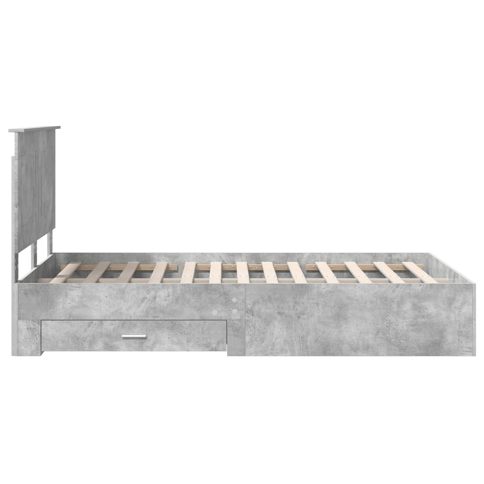 Struttura del letto con cassetto Grigio cemento 135 x 190 cm | homemem39