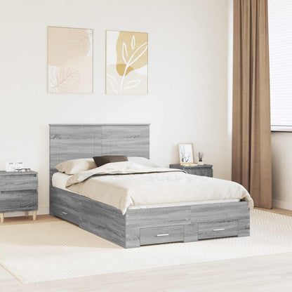 Struttura del letto con testiera Grigio Sonoma 135 x 190 cm | homemem39