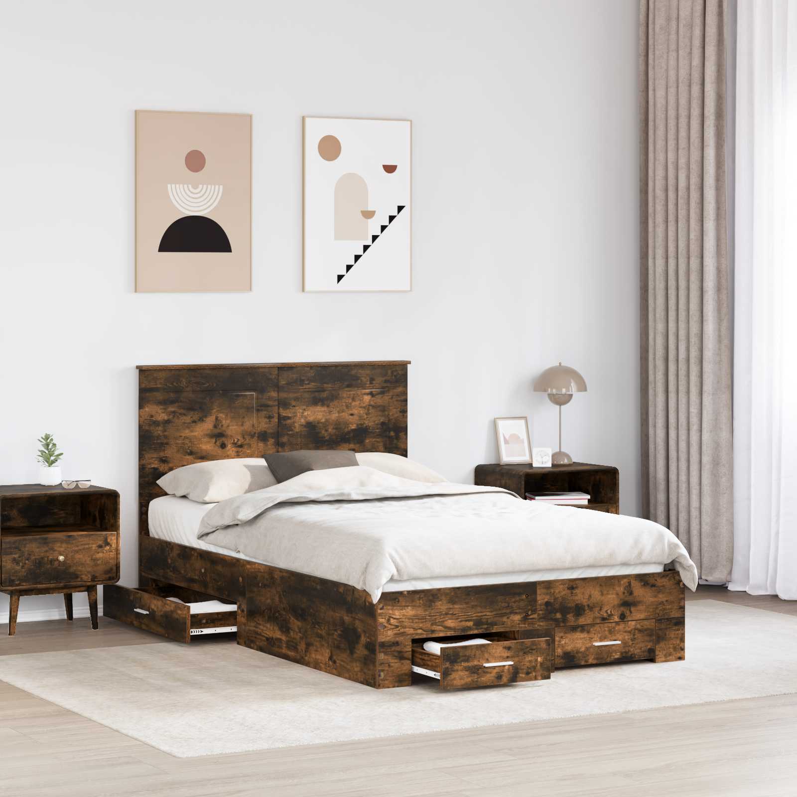 Struttura del letto Rovere fumé 120 x 190 cm Legno multistrato | homemem39