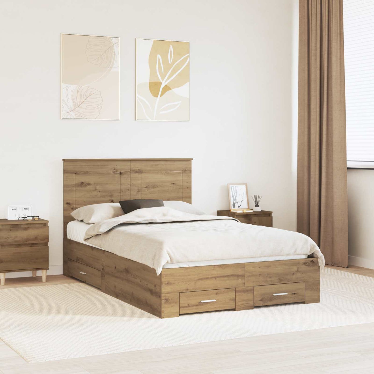 Struttura del letto Rovere artigianale 120 x 190 cm | homemem39