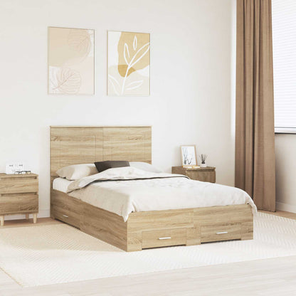 Struttura del letto con testiera Rovere Sonoma 120 x 200 cm | homemem39