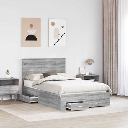 Struttura del letto con testiera Grigio Sonoma 120 x 200 cm