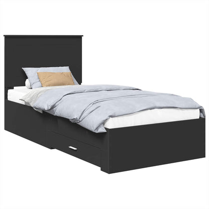 Struttura del letto con testiera Nero e Argento 100 x 200 cm | homemem39
