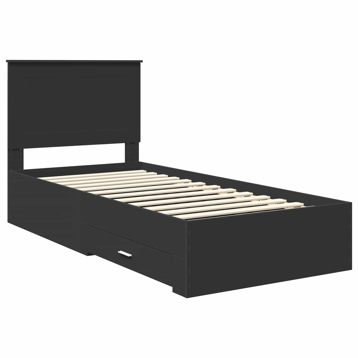 Struttura del letto con testiera Nero e Argento 100 x 200 cm | homemem39