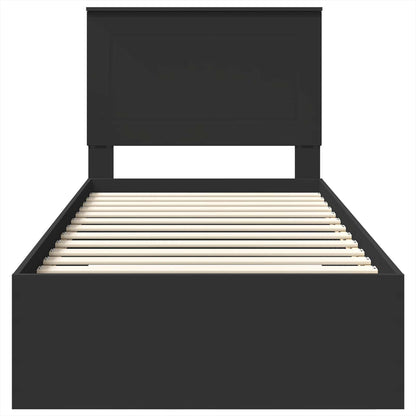 Struttura del letto con testiera Nero e Argento 100 x 200 cm | homemem39