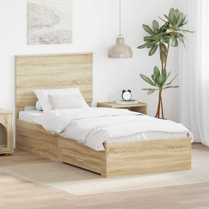 Struttura del letto con testiera Rovere Sonoma 100 x 200 cm | homemem39