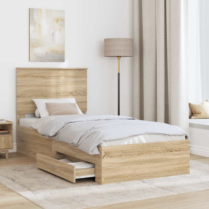 Struttura del letto con testiera Rovere Sonoma 100 x 200 cm | homemem39