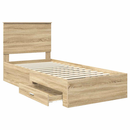 Struttura del letto con testiera Rovere Sonoma 100 x 200 cm | homemem39