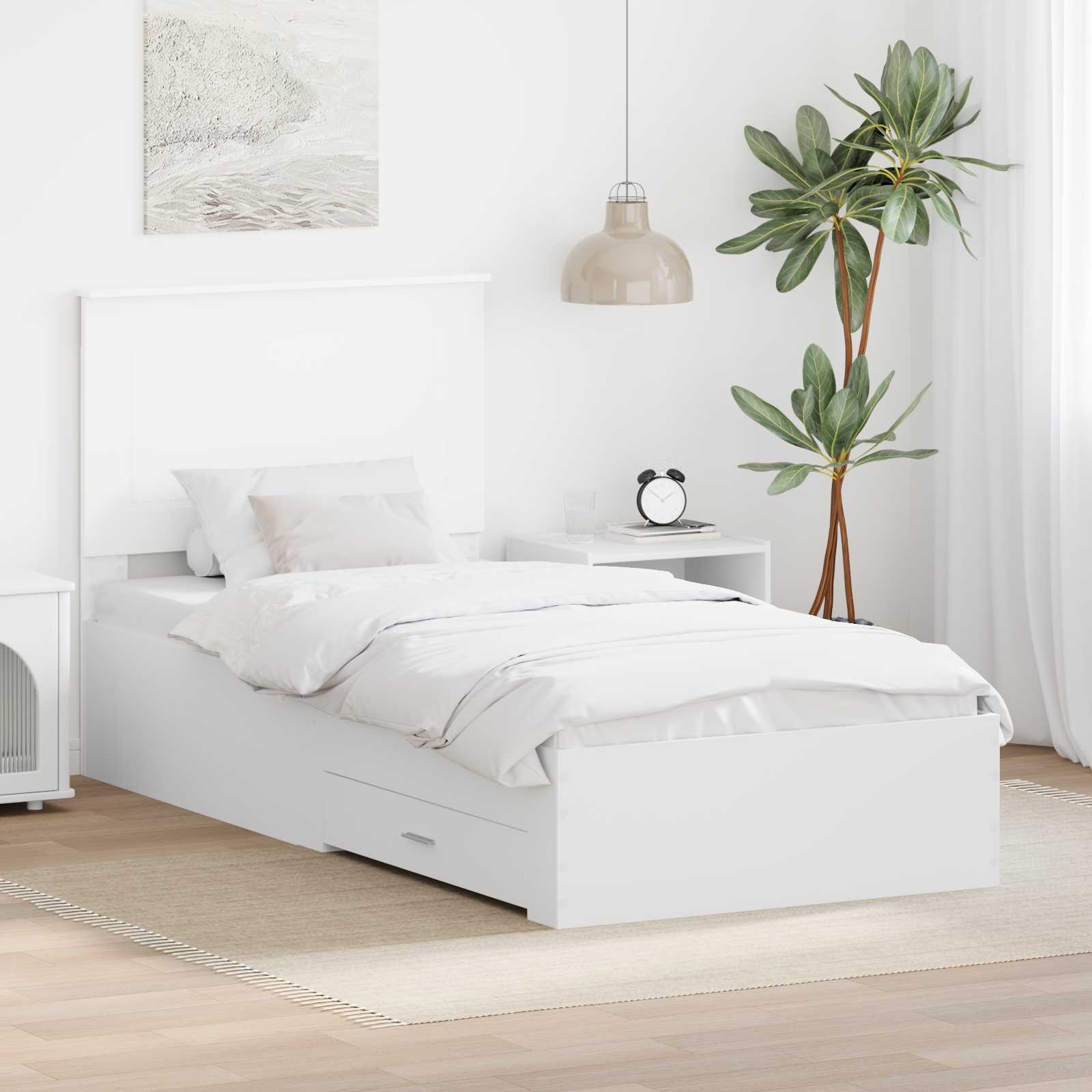 Struttura del letto Bianco 90 x 190 cm Legno multistrato | homemem39