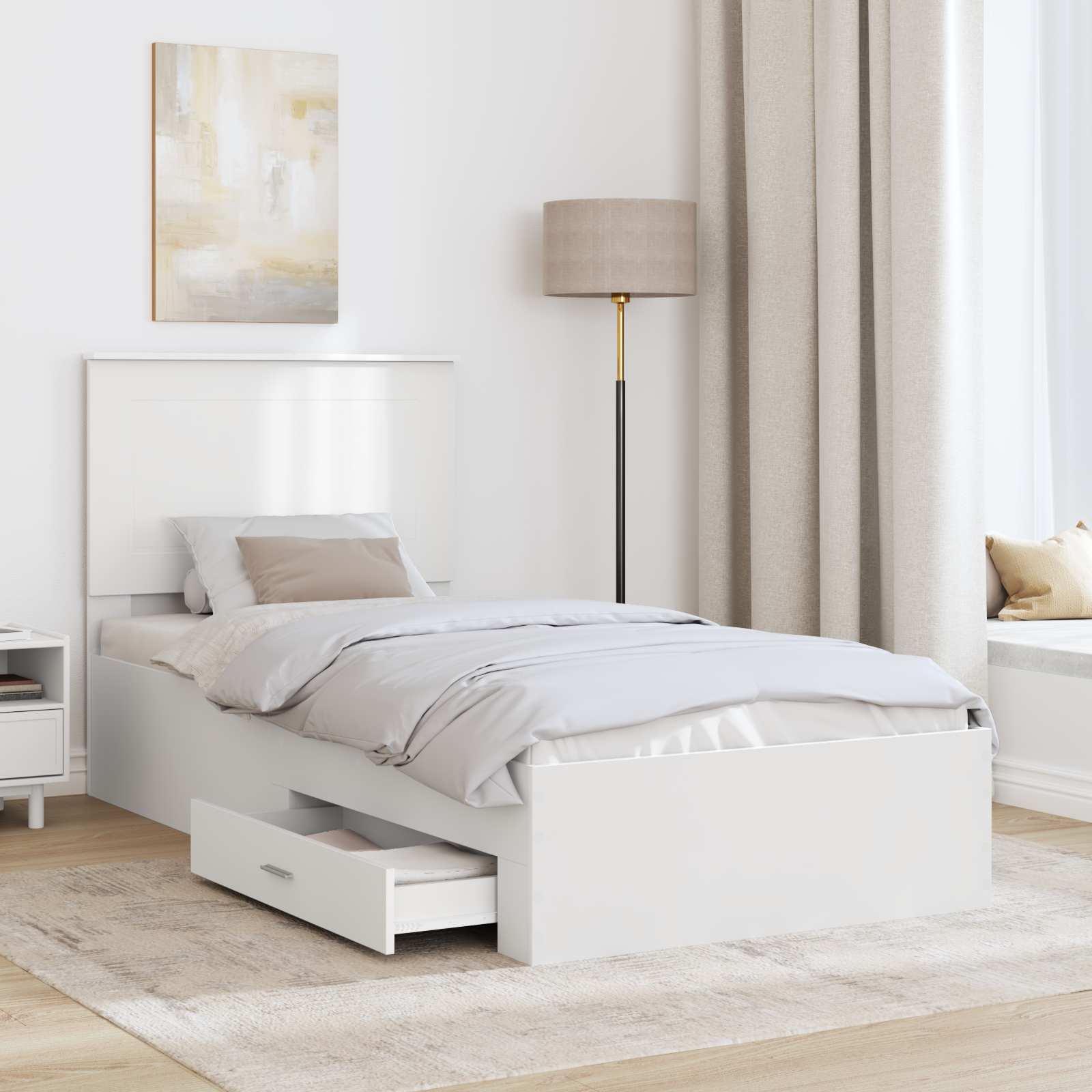 Struttura del letto Bianco 90 x 190 cm Legno multistrato | homemem39