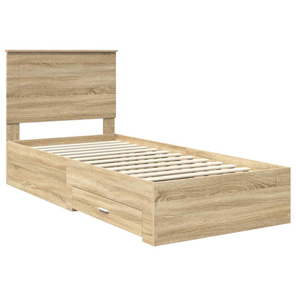 Struttura del letto Rovere Sonoma 90 x 200 cm Legno multistrato | homemem39