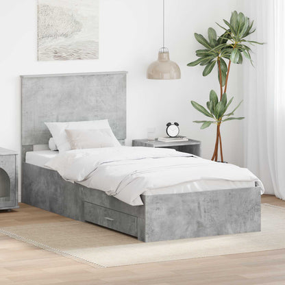 Struttura del letto con testiera Grigio cemento 90 x 200 cm | homemem39