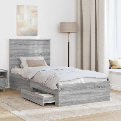 Struttura del letto Grigio Sonoma 90 x 200 cm Legno multistrato | homemem39