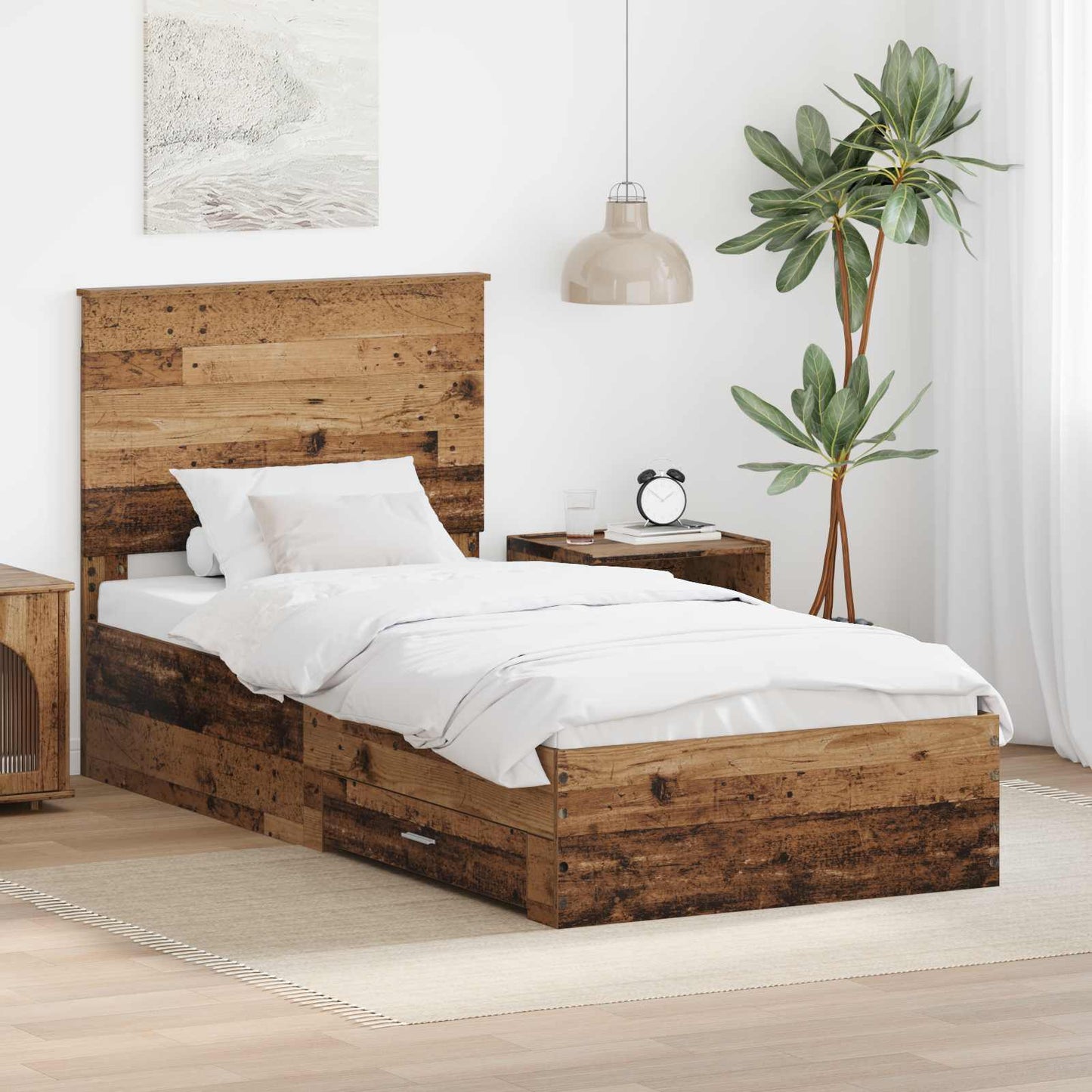 Struttura del letto Legno vecchio 90 x 200 cm Legno multistrato | homemem39