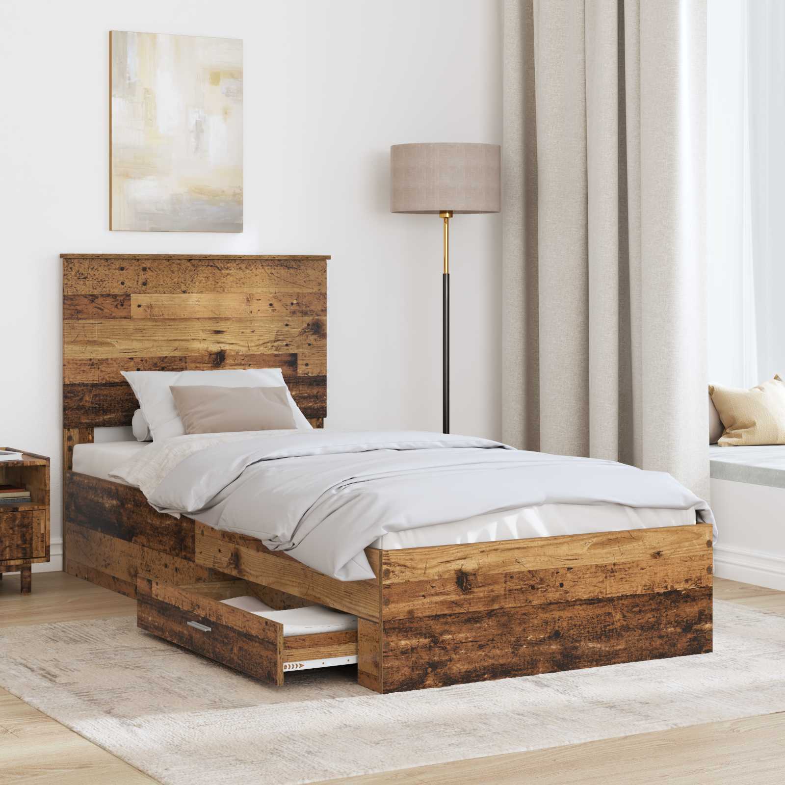 Struttura del letto Legno vecchio 90 x 200 cm Legno multistrato | homemem39