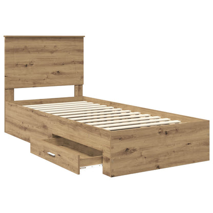 Struttura del letto con cassetto Rovere artigianale 90 x 200 cm | homemem39
