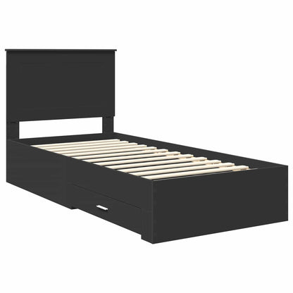 Struttura del letto con testiera Nero e Argento 75 x 190 cm | homemem39