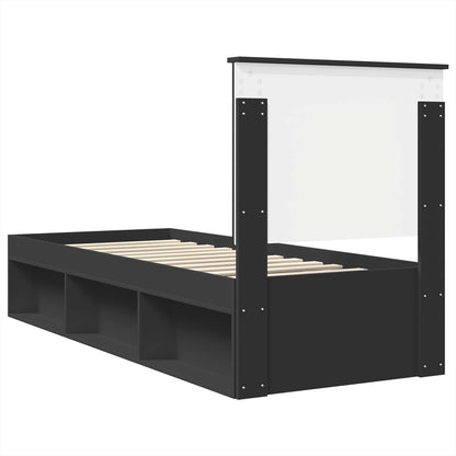 Struttura del letto con testiera Nero e Argento 75 x 190 cm | homemem39